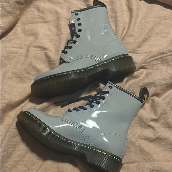 Dr. Martens Gray Combat Boots with Chunky Sole - Picture 4 of 7